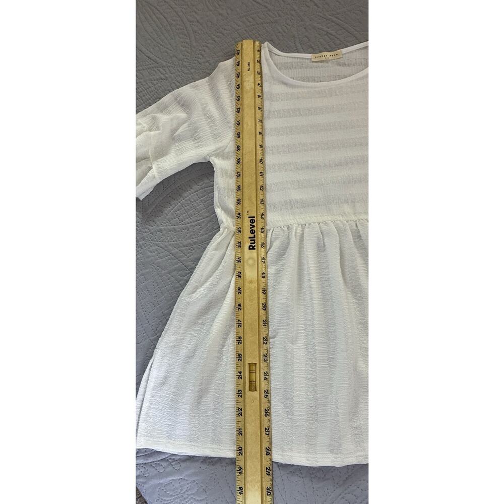 Orange Farm Boutique Sz M White Textured Gauzy Lagen Look Ruffle Sleeve Tunic - Picture 7 of 7